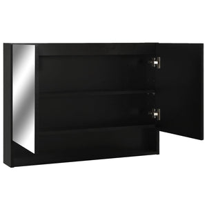 Armadietto a Specchio con LED Nero 80x15x60 cm in MDF 323605