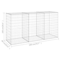 Gabbione con Copertura in Acciaio Zincato 200x60x100 cm 147815