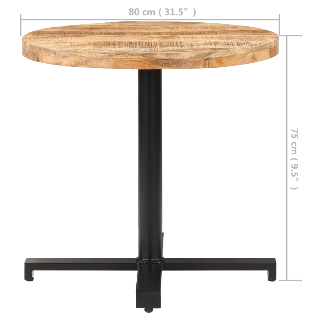 Tavolino da Bistrot Rotondo Ã˜80x75 cm in Legno di Mango Grezzo cod mxl 20448