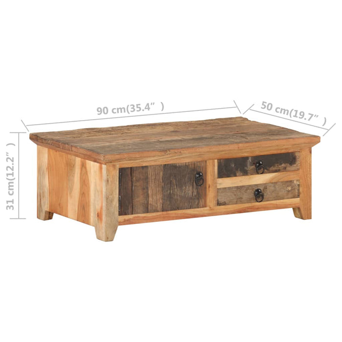 Tavolino da CaffÃ¨ 90x50x35 cm in Legno Massello di Recupero cod mxl 25190