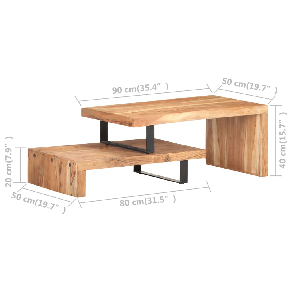 Set Tavolini da CaffÃ¨ 2 pz in Legno Massello di Acacia cod mxl 54975