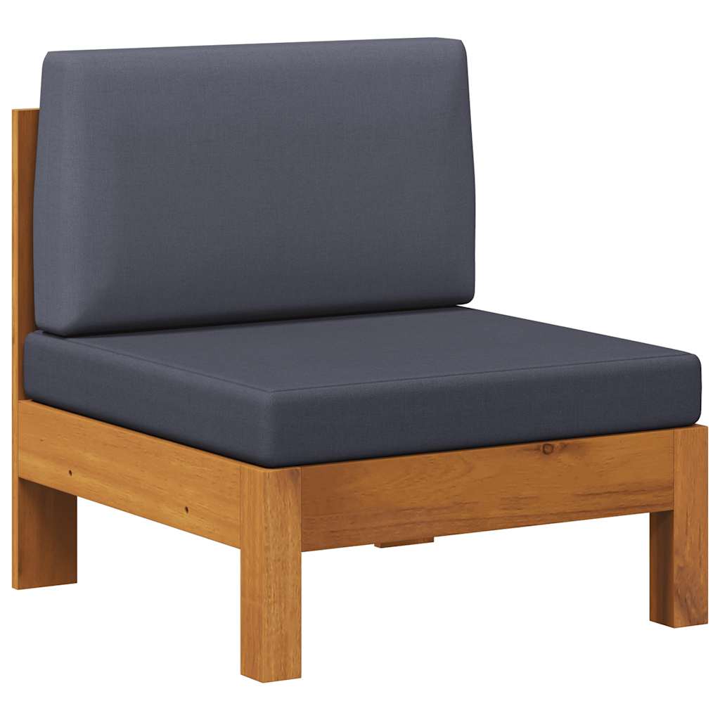 Divano Centrale con Cuscini Grigio Scuro in Massello di Acacia 310647