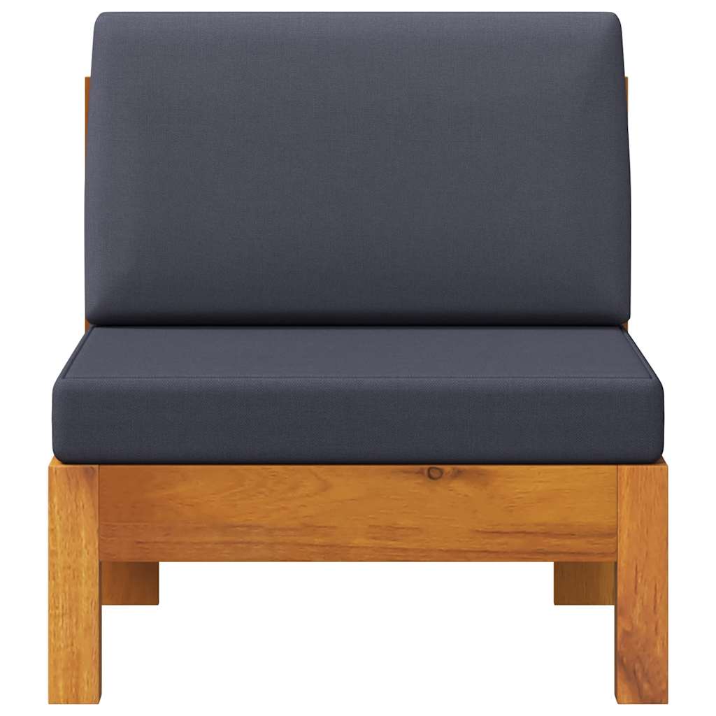 Divano Centrale con Cuscini Grigio Scuro in Massello di Acacia 310647