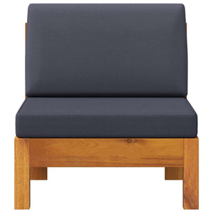 Divano Centrale con Cuscini Grigio Scuro in Massello di Acacia 310647