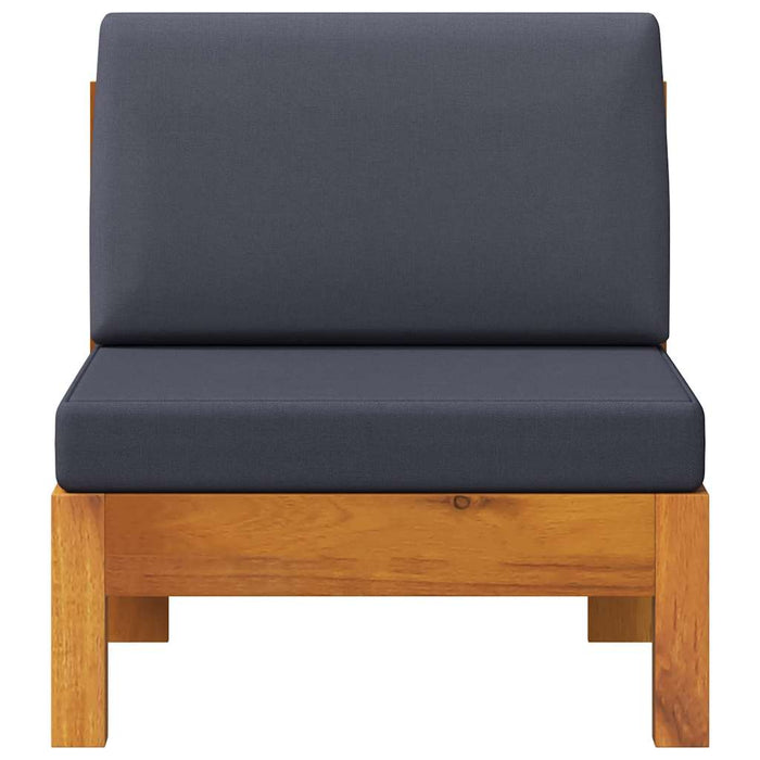 Divano Centrale con Cuscini Grigio Scuro in Massello di Acacia 310647