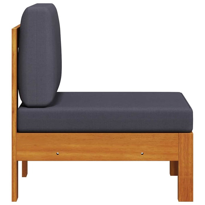 Divano Centrale con Cuscini Grigio Scuro in Massello di Acacia 310647