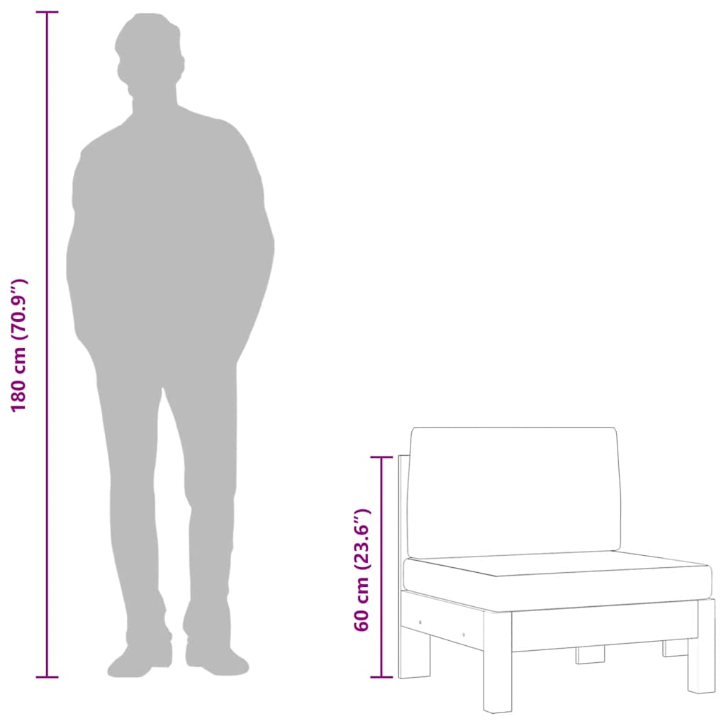 Divano Centrale con Cuscini Grigio Scuro in Massello di Acacia 310647