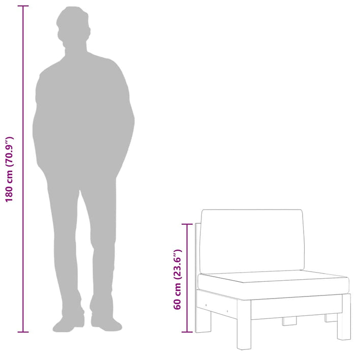 Divano Centrale con Cuscini Grigio Scuro in Massello di Acacia 310647