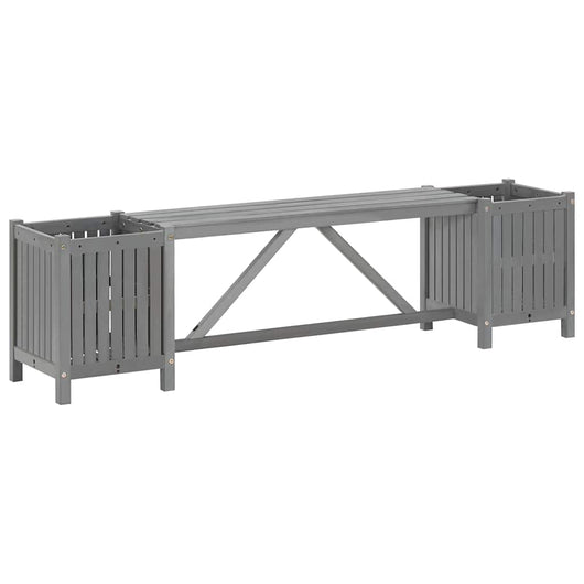 Panca da Giardino con 2 Fioriere 150cm Legno di Acacia Grigio 311823