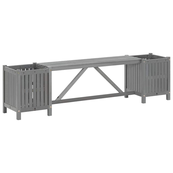 Panca da Giardino con 2 Fioriere 150cm Legno di Acacia Grigio 311823