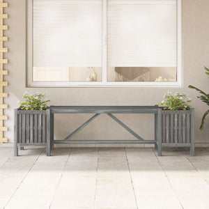 Panca da Giardino con 2 Fioriere 150cm Legno di Acacia Grigio