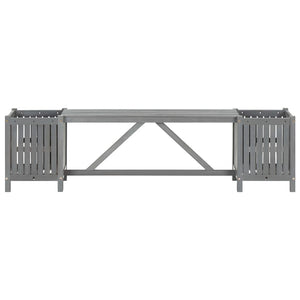 Panca da giardino arredo da esterno terrazza con 2 fioriere 150 cm legno di acacia grigio 02_0011340