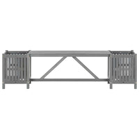 Panca da Giardino con 2 Fioriere 150cm Legno di Acacia Grigio