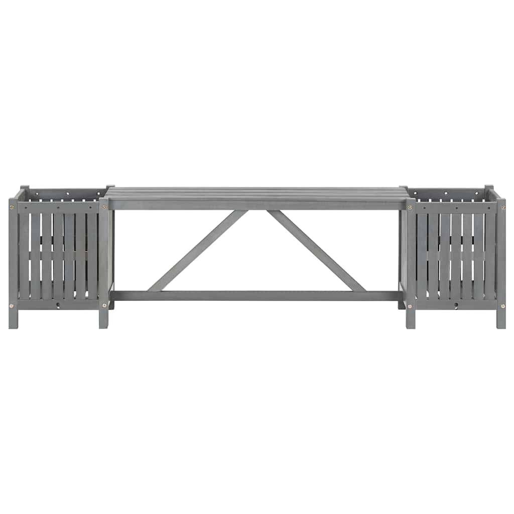 Panca da Giardino con 2 Fioriere 150cm Legno di Acacia Grigio 311823