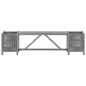 Panca da Giardino con 2 Fioriere 150cm Legno di Acacia Grigio 311823