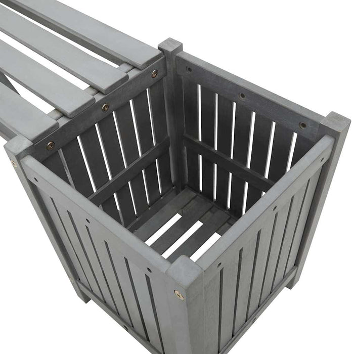 Panca da Giardino con 2 Fioriere 150cm Legno di Acacia Grigio 311823