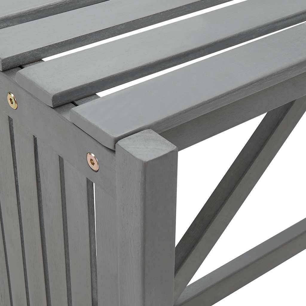 Panca Giardino Angolare e Fioriera 117cm Massello Acacia Grigia 311824