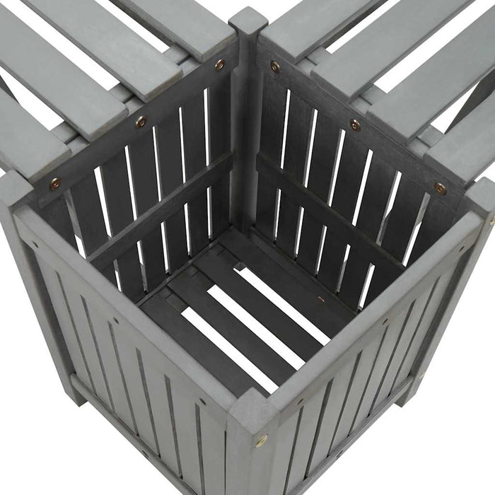 Panca Giardino Angolare e Fioriera 117cm Massello Acacia Grigia 311824