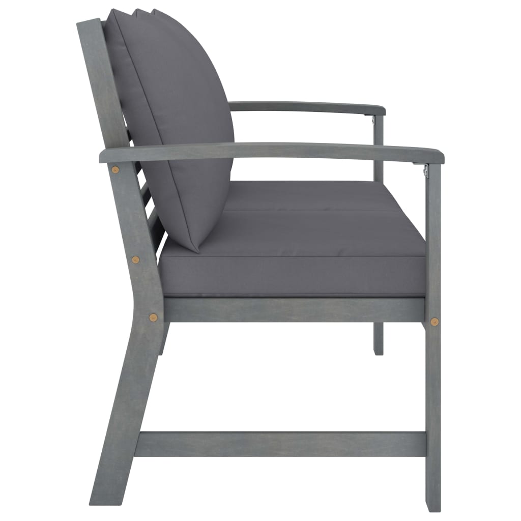 Panca da Giardino 120 cm Cuscino Grigio Scuro Legno di Acacia 311826