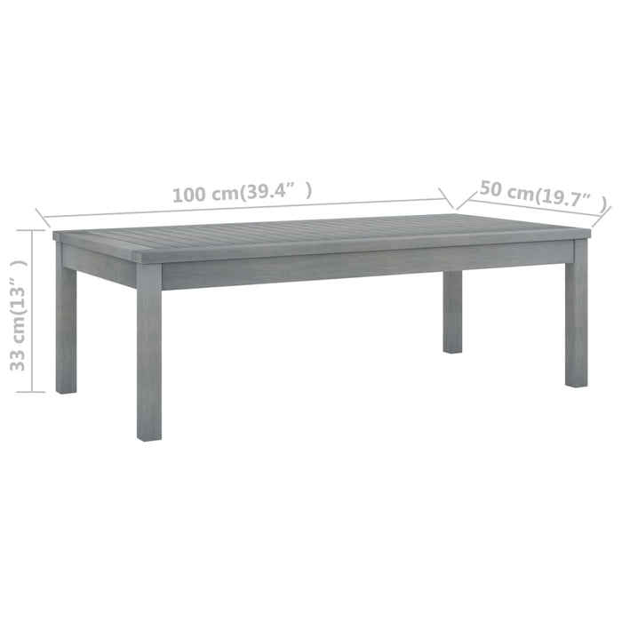 Tavolino da Caff¨¨-Tavolino da soggiorno-Tavolo da Caff¨¨ 100x50x33 cm Grigio Legno Massello di Acacia