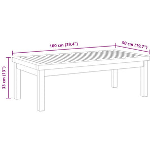 Tavolino da Salotto-Tavolino da soggiorno-Tavolo 100x50x33 cm in Legno Massello di Acacia