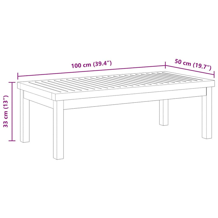 Tavolino da Salotto-Tavolino da soggiorno-Tavolo 100x50x33 cm in Legno Massello di Acacia