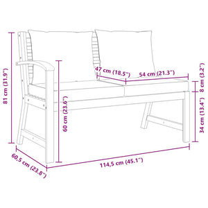 Panca da Giardino 114,5 cm con Cuscino Crema in Legno di Acacia 311836