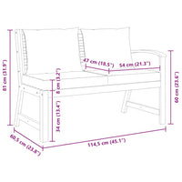 Panca da Giardino 114,5 cm con Cuscino Crema Massello di Acacia 311838