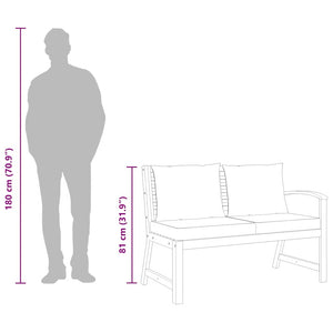 Panca da Giardino 114,5cm con Cuscino Grigio Massello di Acacia 311839
