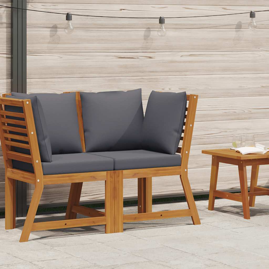 Divano Angolare Modulare Cuscini Grigio Scuro Massello Acacia 311841