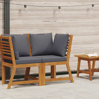 Divano Angolare Modulare Cuscini Grigio Scuro Massello Acacia 311841