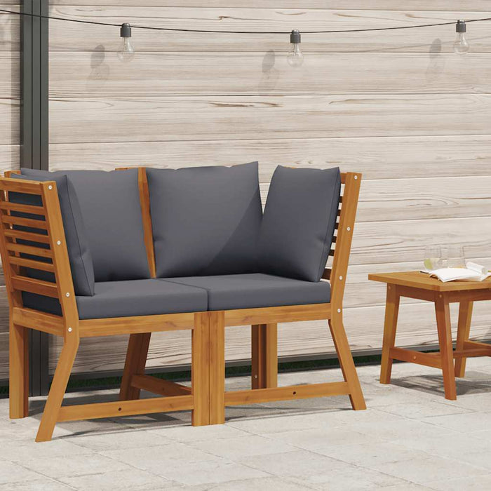 Divano Angolare Modulare Cuscini Grigio Scuro Massello Acacia 311841