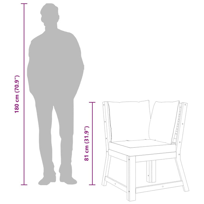 Divano Angolare Modulare Cuscini Grigio Scuro Massello Acacia 311841