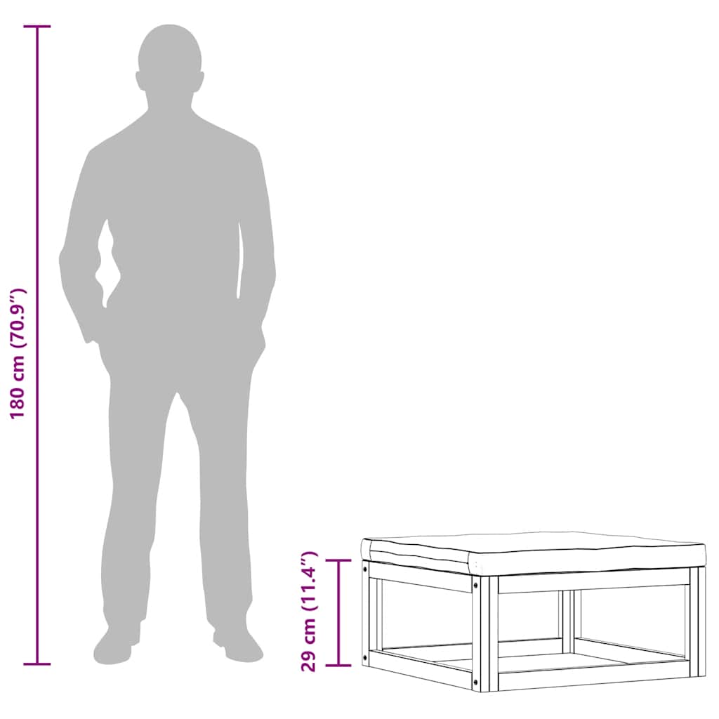 Poggiapiedi con Cuscino Grigio Scuro in Massello d'Acacia 311864