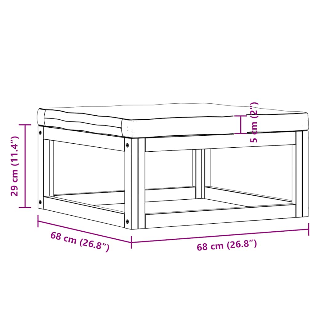 Poggiapiedi con Cuscino Grigio Scuro in Massello d'Acacia 311864