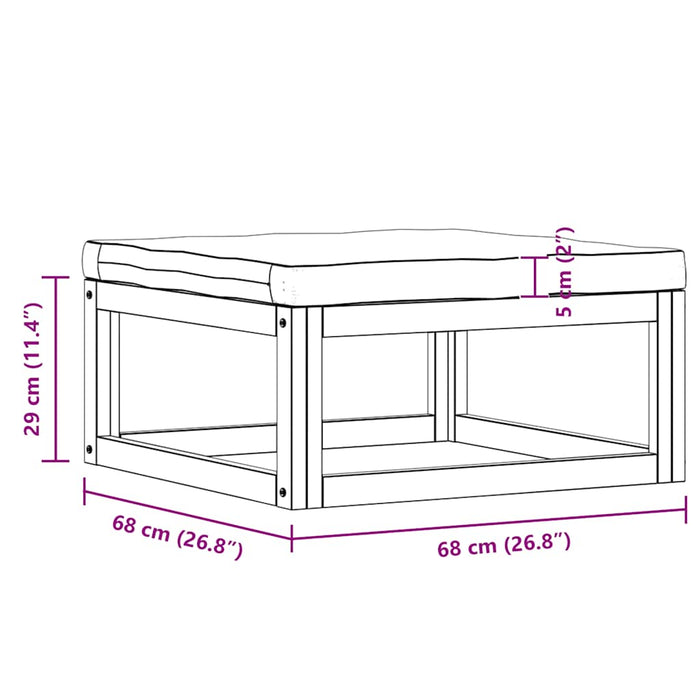 Poggiapiedi con Cuscino Grigio Scuro in Massello d'Acacia 311864