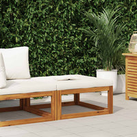 Poggiapiedi con Cuscino Bianco Crema in Massello d'Acacia 311865