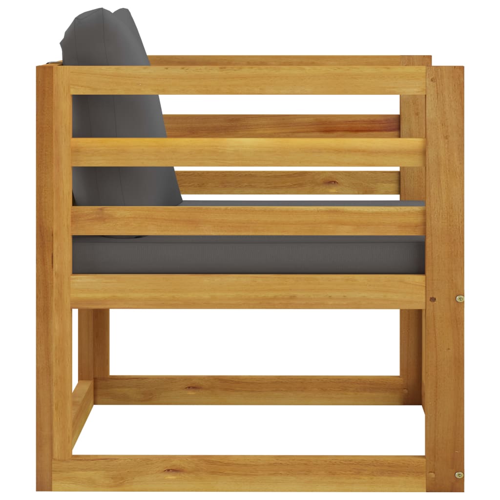 Sedia da Giardino con Cuscini Grigio Scuro Massello di Acacia cod mxl 75670