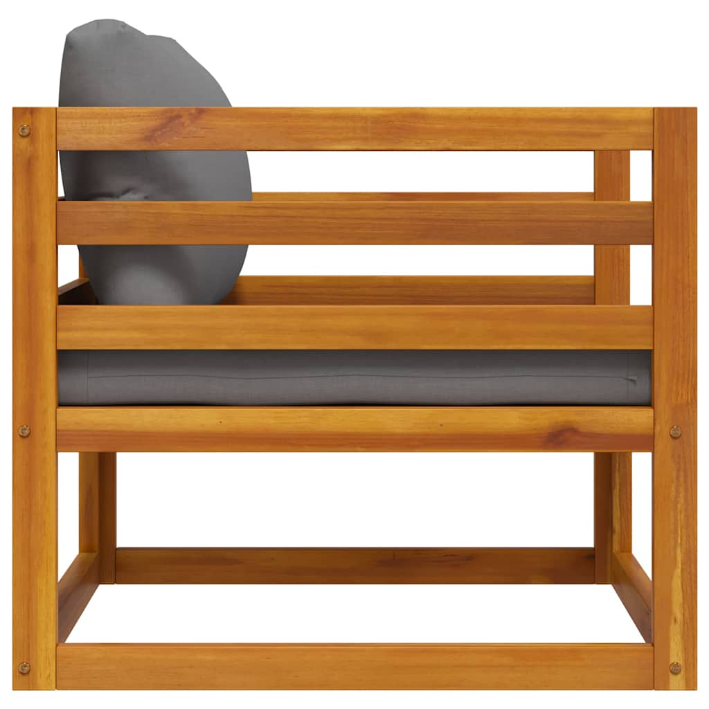 Sedia da Giardino con Cuscini Grigio Scuro Massello di Acacia 311867