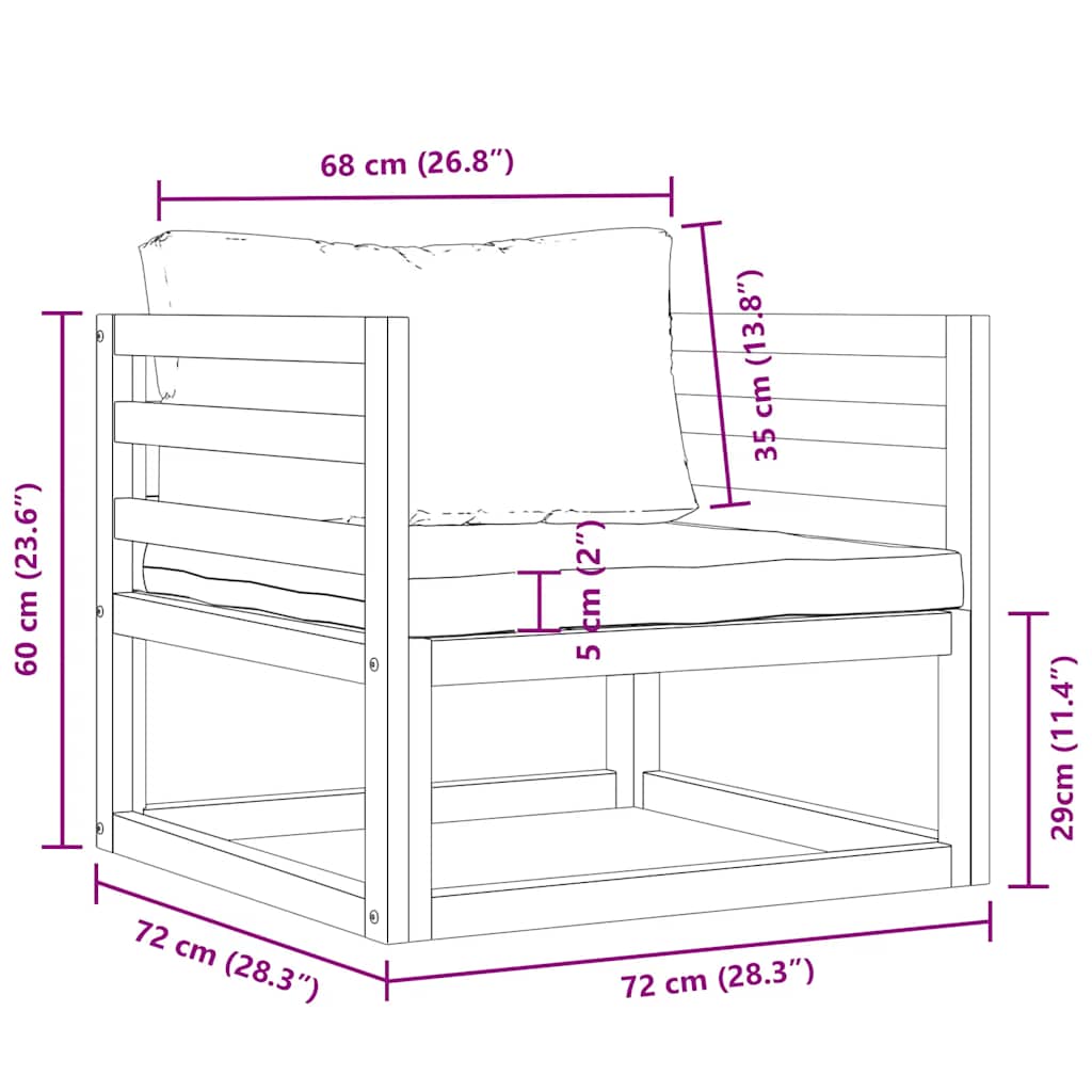 Sedia da Giardino con Cuscino Crema in Legno Massello di Acacia 311868