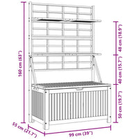 Contenitore con Traliccio Grigio 99x55x160 cm in Legno Acacia cod mxl 64236