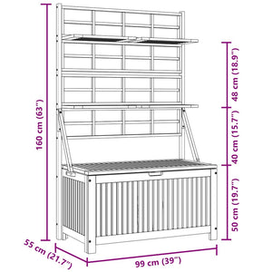 Contenitore con Traliccio Grigio 99x55x160 cm in Legno Acacia cod mxl 64236