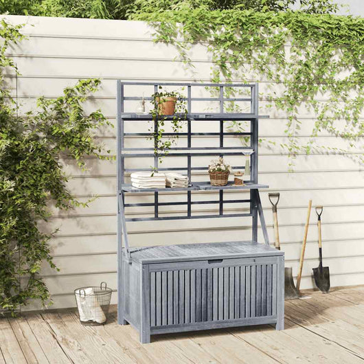 Contenitore con Traliccio Grigio 99x55x160 cm in Legno Acacia cod mxl 64236