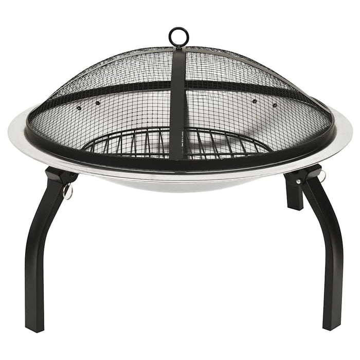 Braciere e Barbecue 2in1 e Attizzatoio 56x56x49cm Acciaio Inox 313353