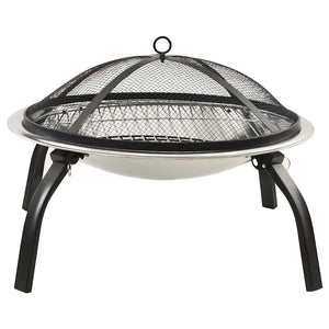 Braciere e Barbecue 2in1 e Attizzatoio 56x56x49cm Acciaio Inox 313353