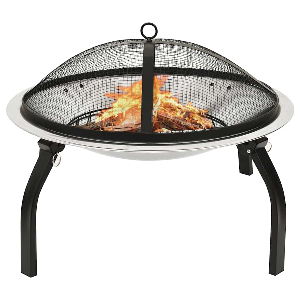 Braciere e Barbecue 2in1 e Attizzatoio 56x56x49cm Acciaio Inox 313353