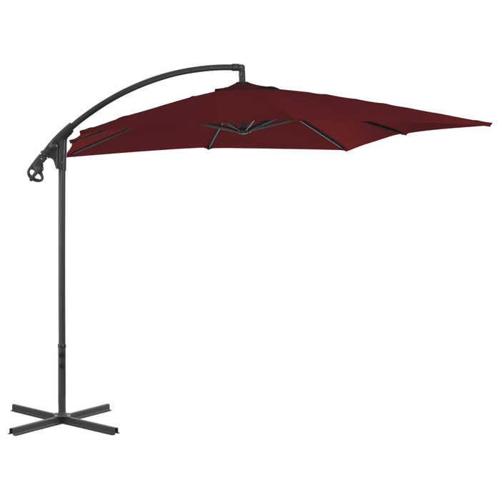 Ombrellone da giardino con palo in acciaio 250 x 250 cm rosso bordeaux 02_0008465
