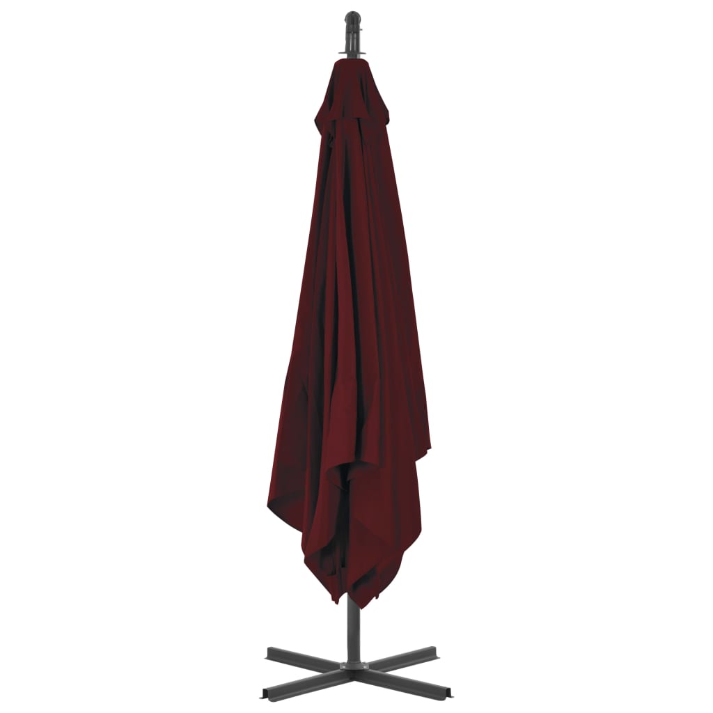 Ombrellone da giardino con palo in acciaio 250 x 250 cm rosso bordeaux 02_0008465