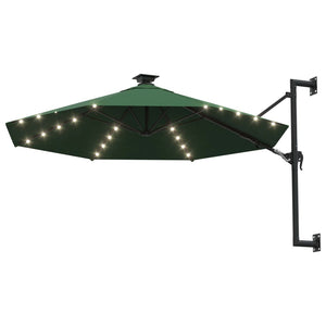 Ombrellone da parete con palo in metallo e LED 300 cm verde 02_0008697