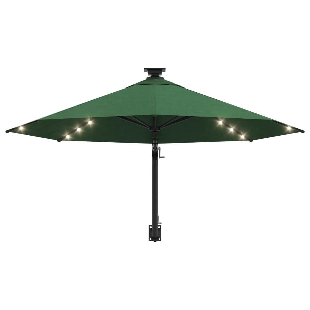 Ombrellone da parete con palo in metallo e LED 300 cm verde 02_0008697
